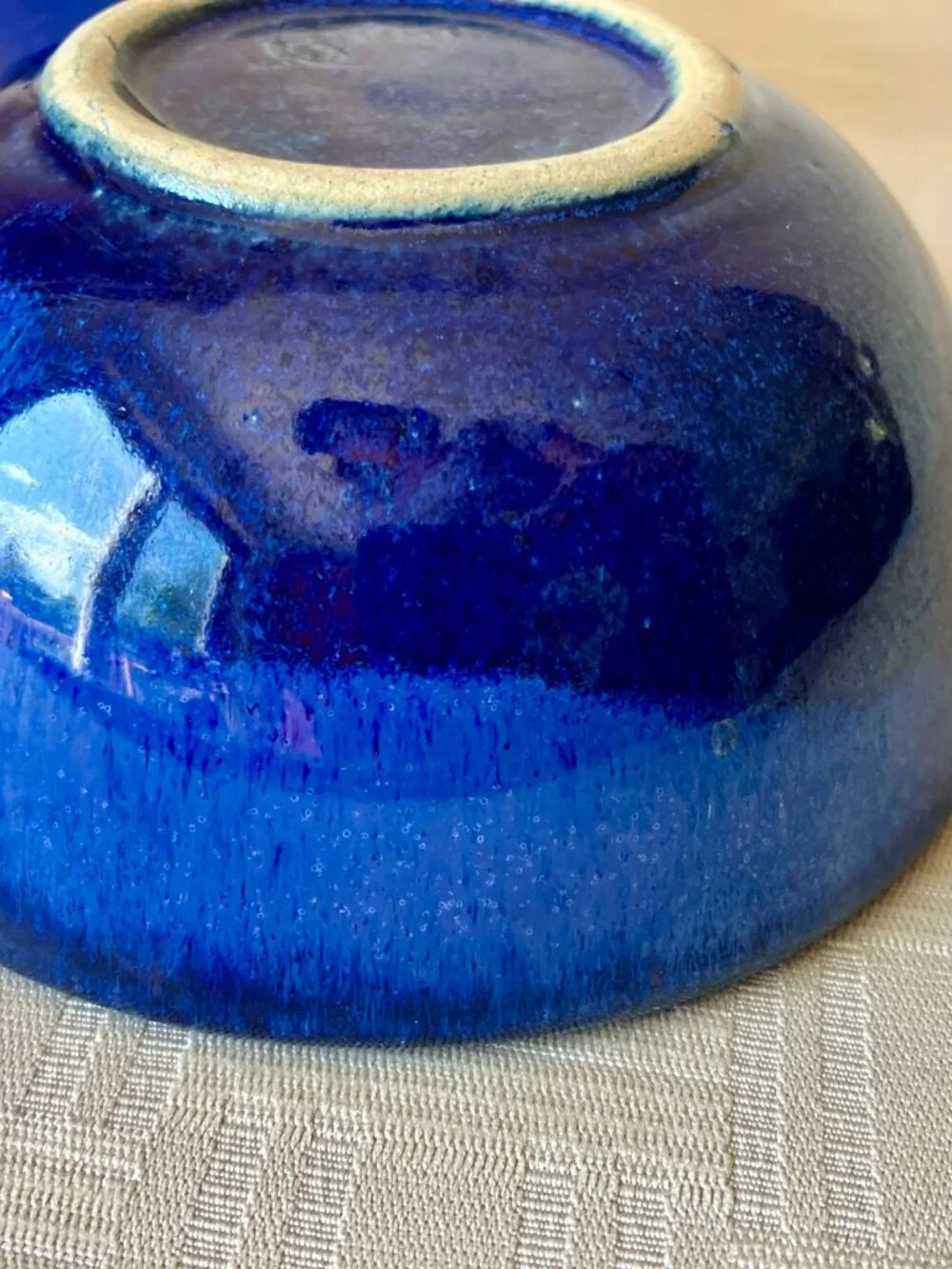 Set of 3 Studio Art Speckled Blue Violet Pottery Bowls Signed Hand Thrown Stonew